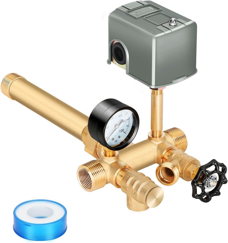 Miumoon Upgraded 1"x 11"Well Pressure Tank Tee Kit with Union for Water Well Pressure Tank, Well Tank Tee Kit with 40-60Psi Pressure Switch, Pressure Tank Tee for Well Pressure Tank with Diameters Up to 16" - Image 1